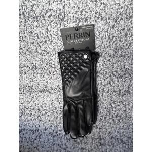 Perrin Collection Women’s Black Faux Leather Quilted Gloves L/XL New